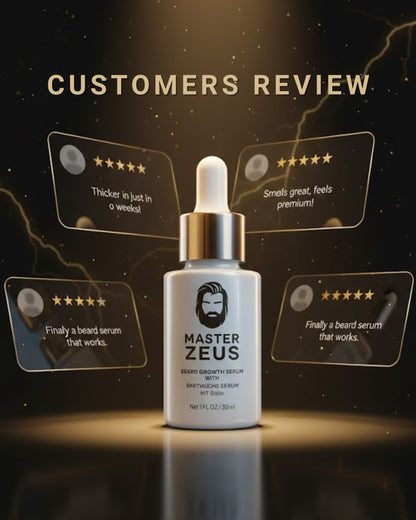 🧔‍♂️ MASTER ZEUS®️ BEARD & HAIR GROWTH SERUM – WITH BIOTIN & CAFFEINE